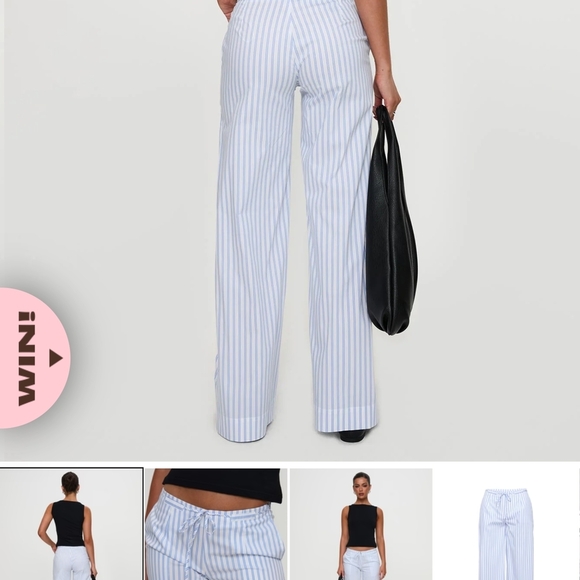 Princess Polly Sky Blue Striped Wide Leg Pants - Picture 5 of 10
